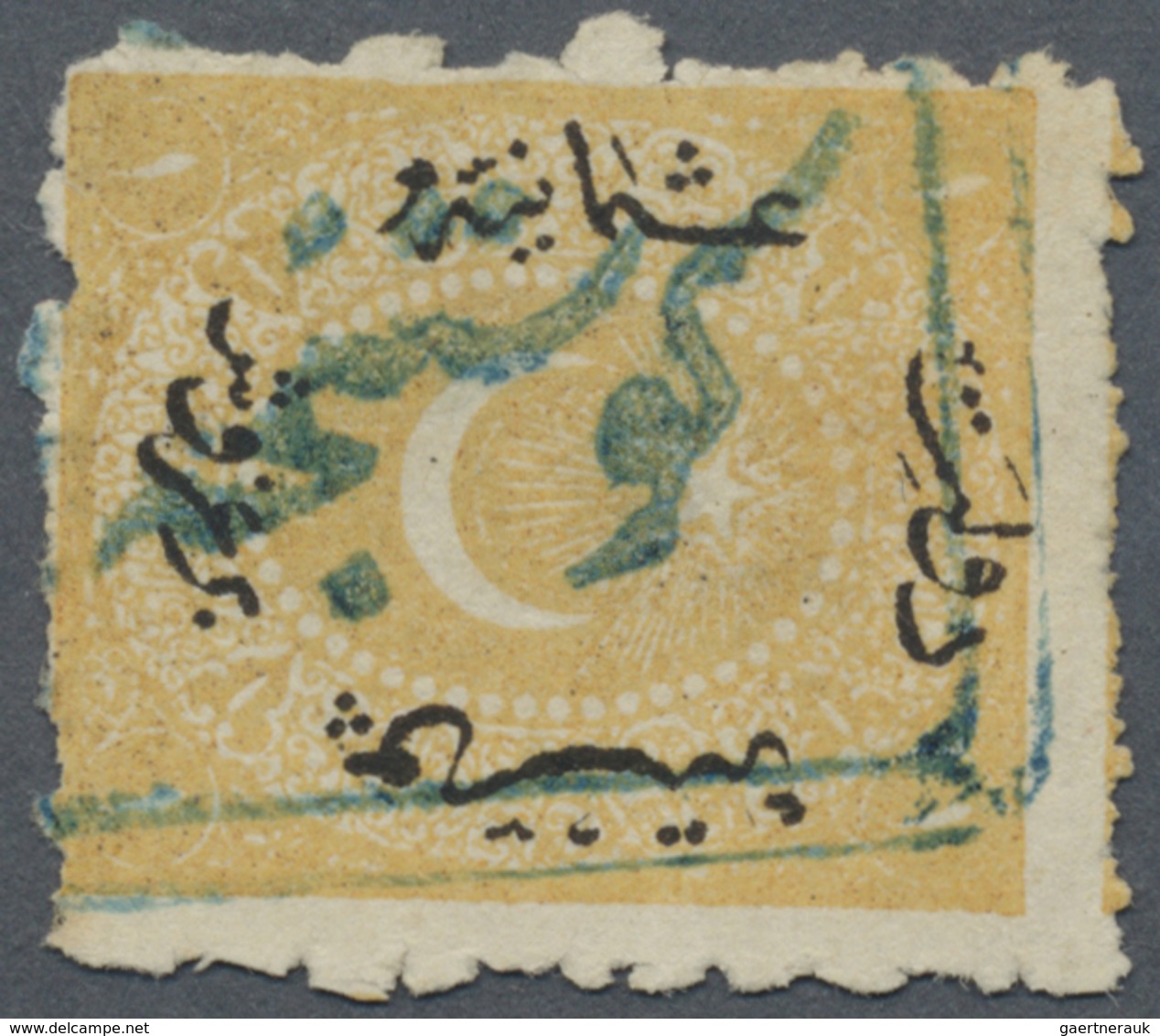 O Türkei - Stempel: 1871, CONSTANTA ROMANIA : "KÖSTENCE" Cancellation In Blue On 1 Pia. Yellow Duloz I - Other & Unclassified