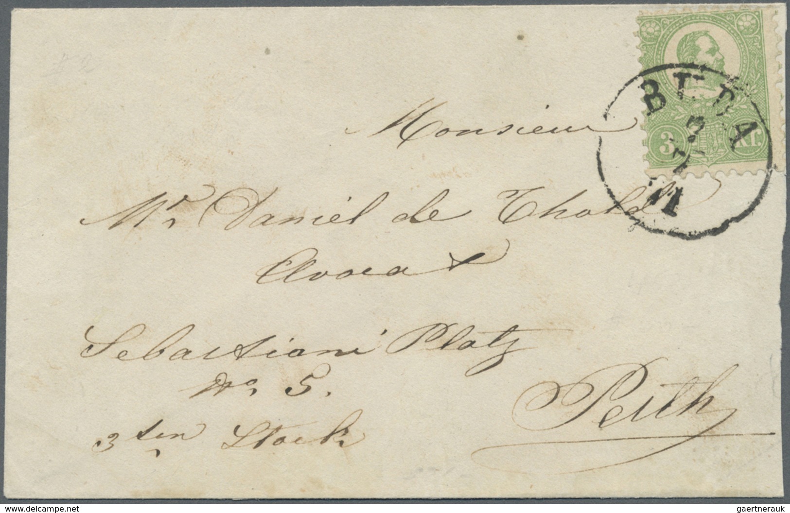 Br Ungarn: 1871, 3 Kr Green Litograph Single Franking On A Small Local Cover (faults) Cancelled "BUDA" - Covers & Documents