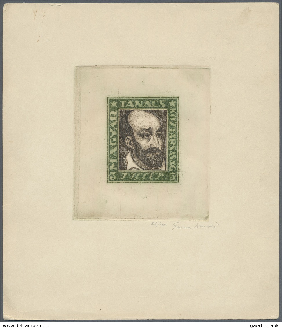 (*) Ungarn: 1919, Socially Revolutionary 5 F. -45 F., Four Different Artist Proofs In Souvenir Sheet Siz - Brieven En Documenten