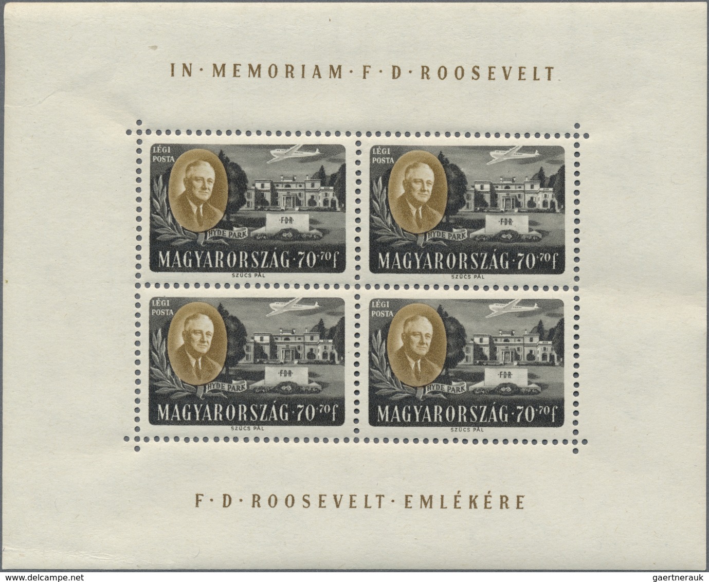 ** Ungarn: "In Memoriam F.D. Roosevelt", set of 8 mini sheets