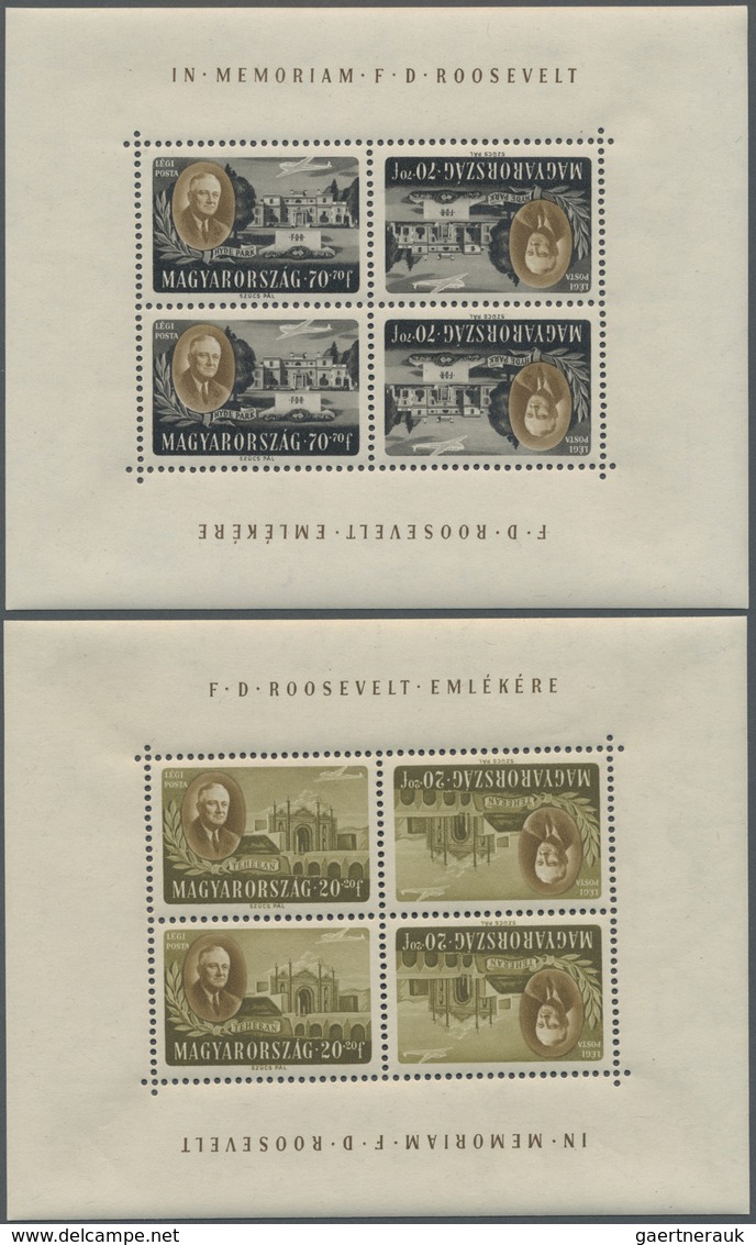 ** Ungarn: 1947, 8 F To 70 F Roosevelt In Eight Tete-beche Blocks (each Two Pairs) - Lettres & Documents