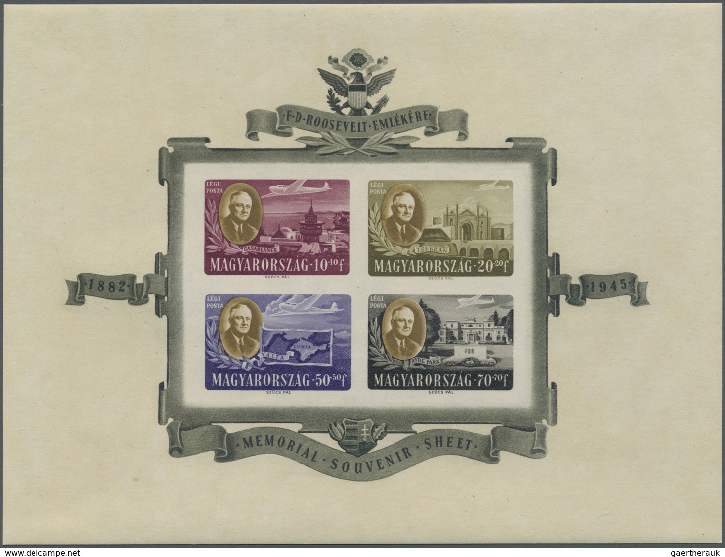 ** Ungarn: 1947, Roosevelt Blocks Imperforated, Mint Never Hinged - Brieven En Documenten