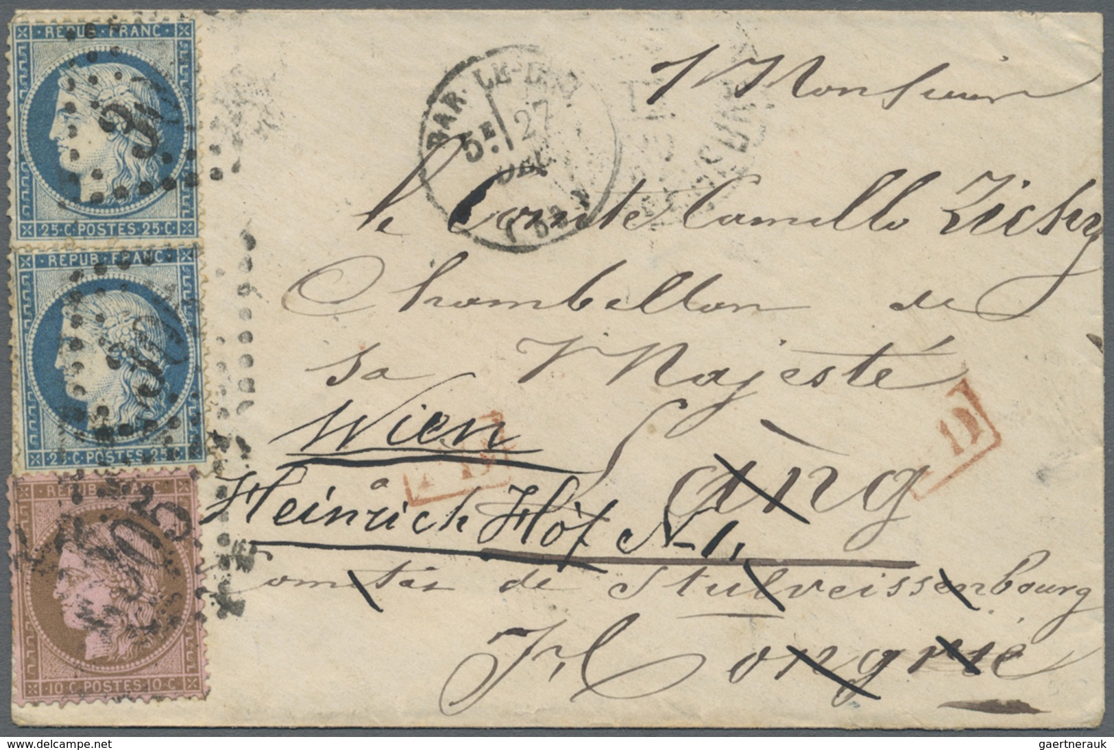 Br Ungarn - Besonderheiten: 1874/1875, Incoming Mail From France To Stuhlweissenbourg (Székesfehérvár), - Autres & Non Classés