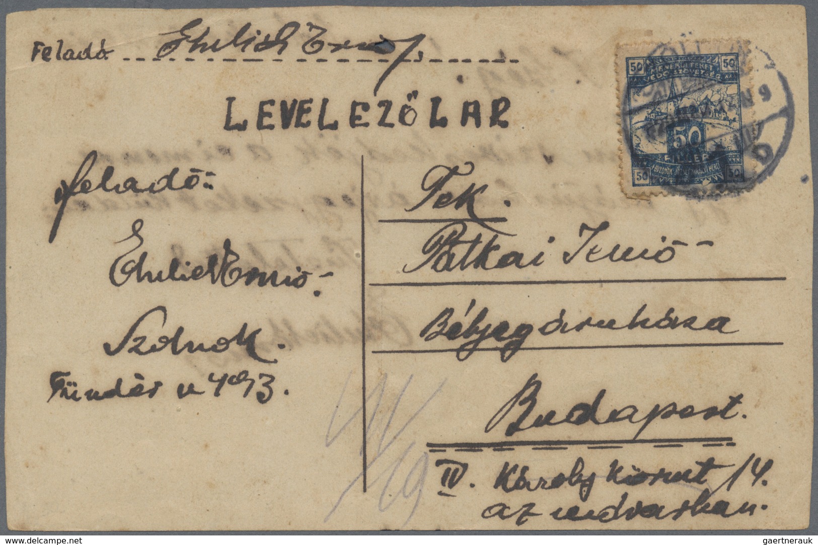Br Ungarn - Besonderheiten: 1920, Postcard From Szolnok To Budapest With A Stamp For Charity To Support - Autres & Non Classés