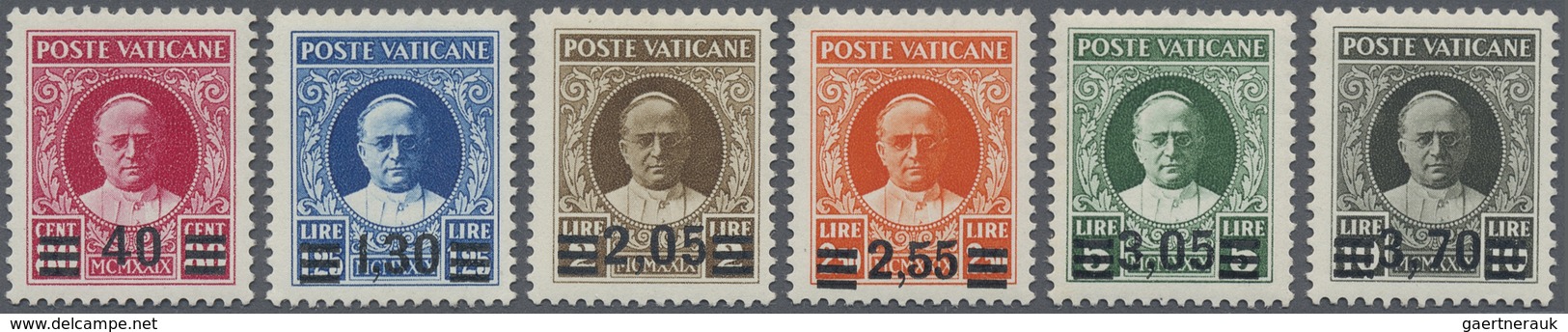 ** Vatikan: 1934, Papst Pius XI., Provisorien-Ausgabe, 6 Werte, Postfrischer Luxussatz, Signiert A.Dien - Brieven En Documenten