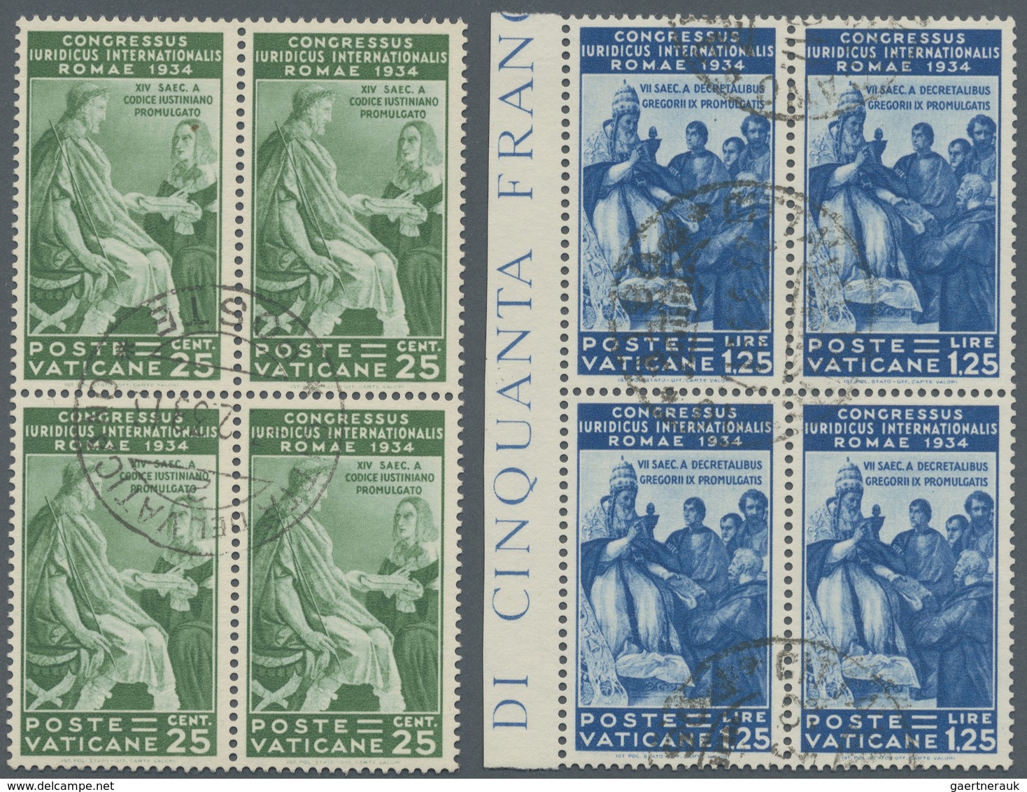 O/ Vatikan: 1935, International Jurist Congress 5 C. - 1,25 L., Complette Set With 6 Blocks Of 4, Used, - Brieven En Documenten