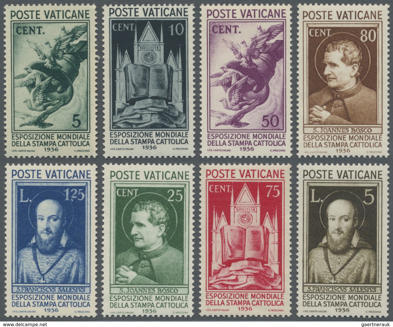 ** Vatikan: 1936, 5 C To 5 L Complete Set Mint Never Hinged (partly Little Tinted Stripes On The Gum) - Lettres & Documents