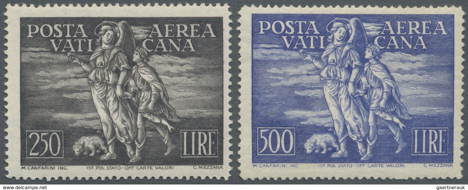 **/* Vatikan: 1948, Flugpostmarken 250 L. Schwarz Und 500 L. Ultramarin, Postfrisch Bzw. 500 L. Gummimgl. - Lettres & Documents