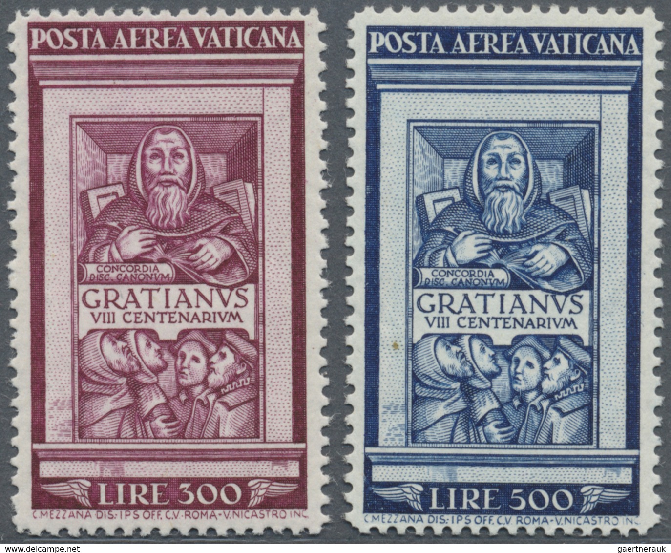 ** Vatikan: 1951, 800 Jahre Decretum Gratiani, 2 Werte Postfrisch, Signiert Und Attest Raybaudi - Lettres & Documents