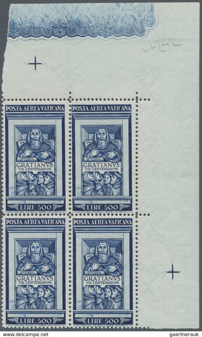 ** Vatikan: 1951, Decretum Gratiani, Both Values As Blocks Of Four From The Upper Right Corner Of The S - Brieven En Documenten