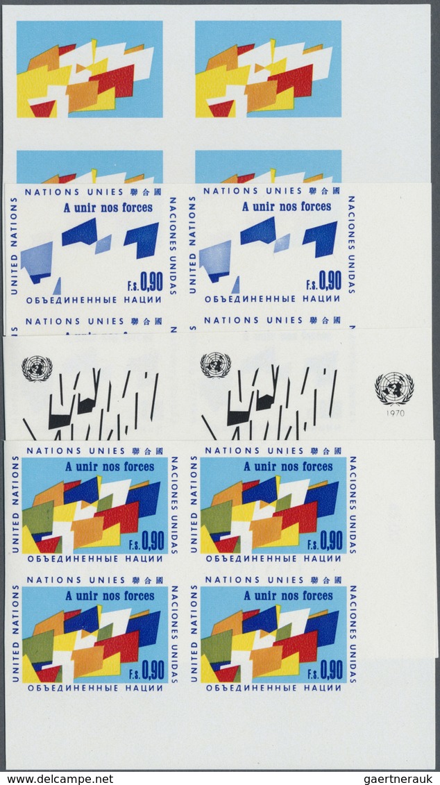 ** Vereinte Nationen - Genf: 1970. Progressive Proof (8 Phases) In Corner Blocks Of 4 For The Definitiv - Unused Stamps