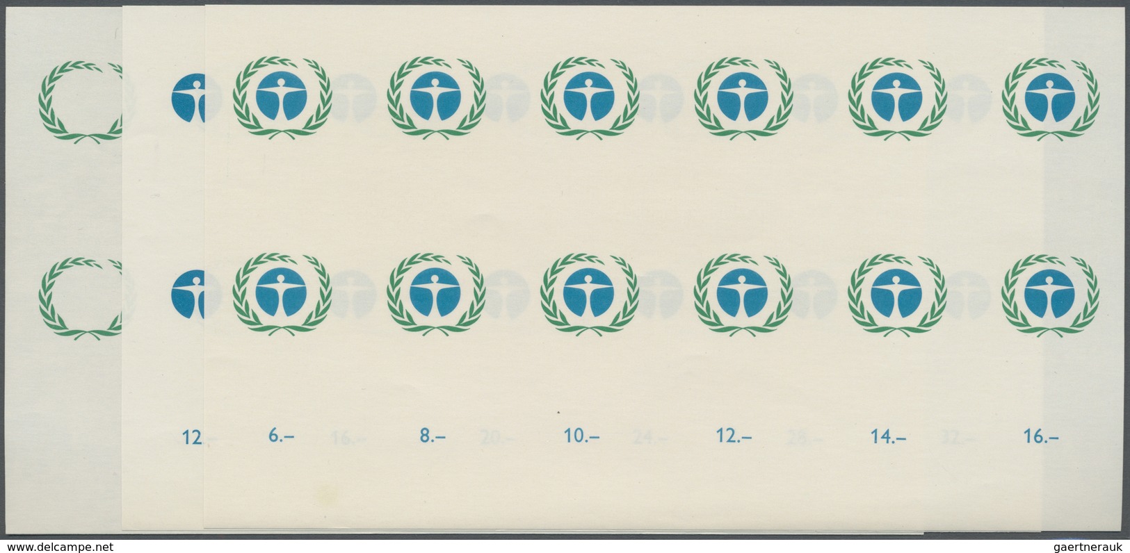 ** Vereinte Nationen - Genf: 1972. Progressive Proof (6 Phases) In Blocks Of 12 For The 40c Value Of Th - Neufs