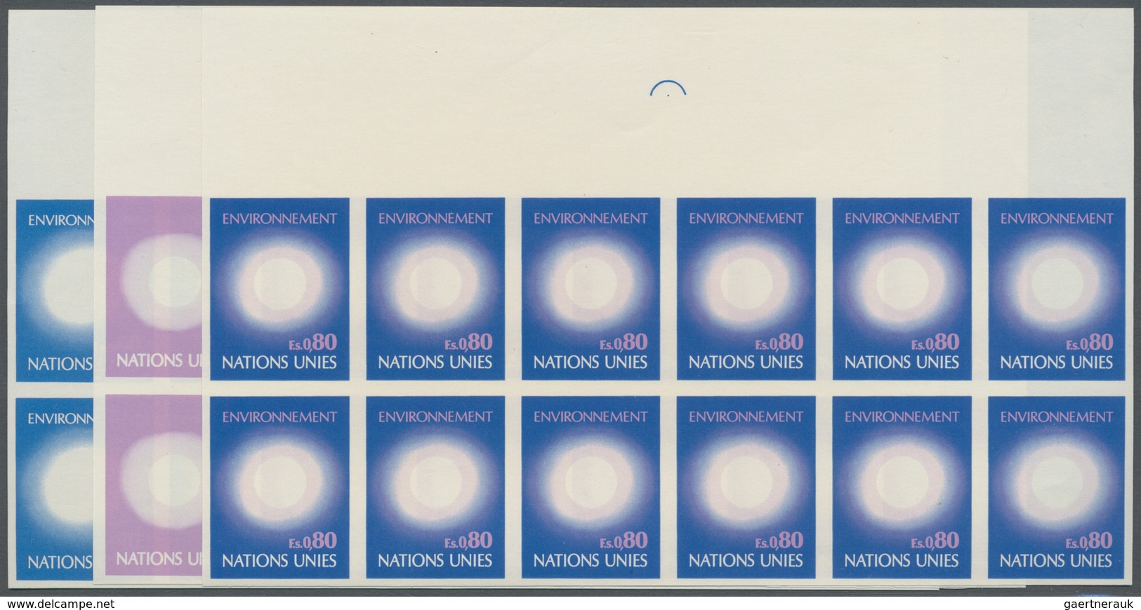 ** Vereinte Nationen - Genf: 1972. Progressive Proof (6 Phases) In Blocks Of 12 For The 80c Value Of Th - Ongebruikt