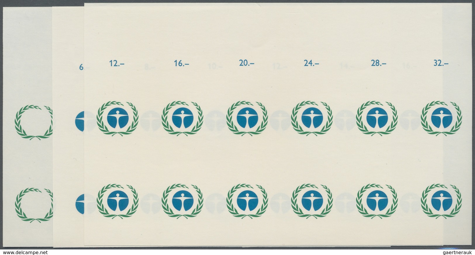 ** Vereinte Nationen - Genf: 1972. Progressive Proof (6 Phases) In Blocks Of 12 For The 80c Value Of Th - Ongebruikt