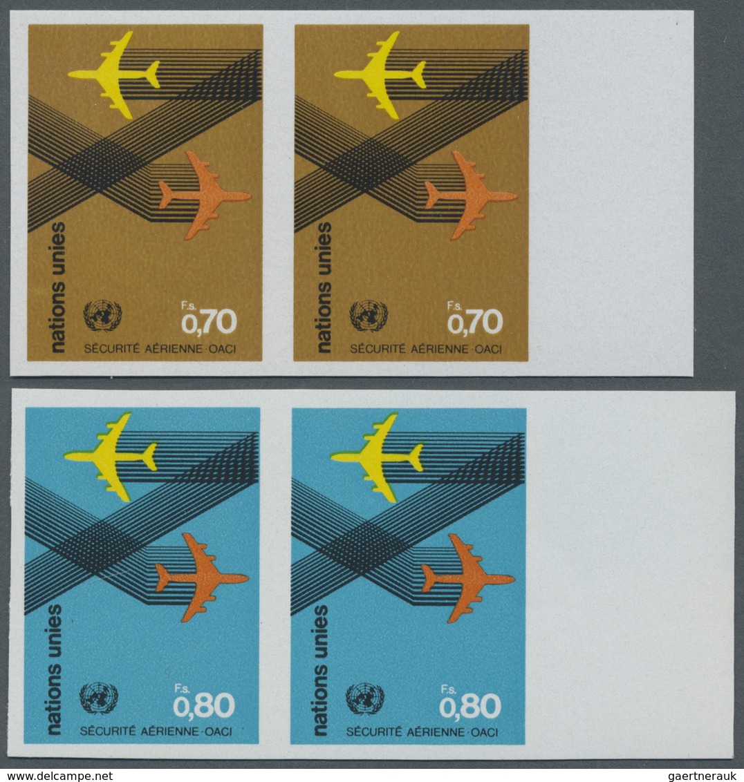 ** Vereinte Nationen - Genf: 1978. Complete Imperforate Set "ICAO: Safety In The Air" In Horizontal Pai - Ongebruikt