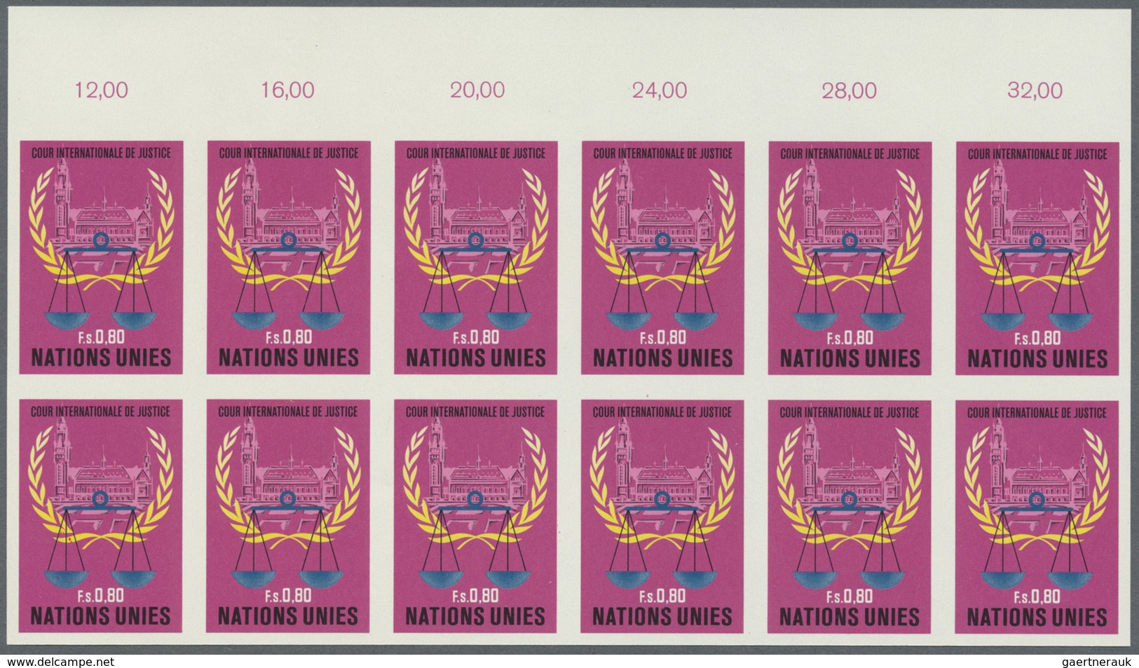 ** Vereinte Nationen - Genf: 1979. Ungezähnter OR-12er-Block Für Den 80c-Wert Der Ausgabe "Internationa - Unused Stamps