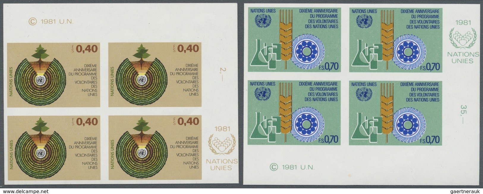 ** Vereinte Nationen - Genf: 1981. Kpl. Ausgabe "10 Jahre Entwicklungshelfer-Programm" In 2 Ungezähnten - Unused Stamps