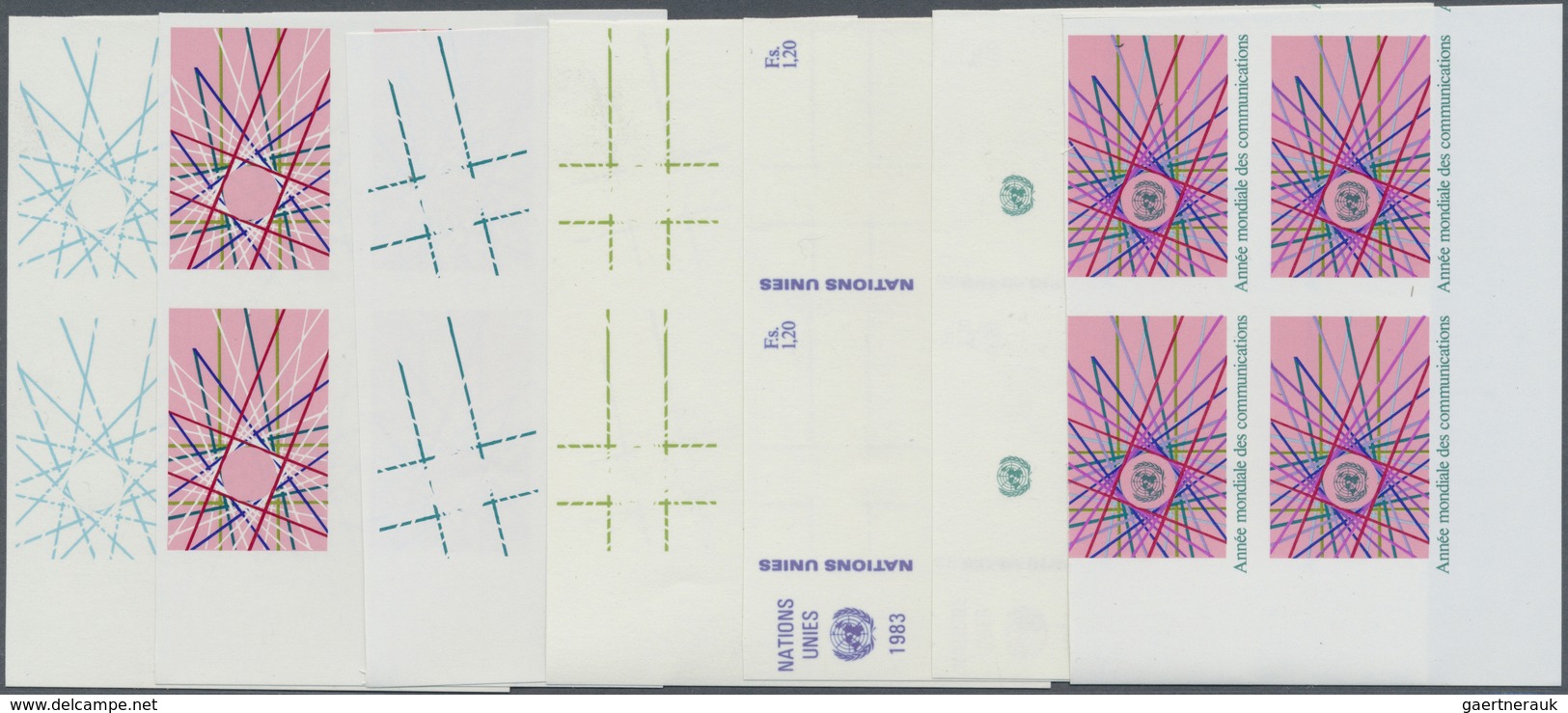 ** Vereinte Nationen - Genf: 1983. Progressive Proof (14 Phases) In Corner Blocks Of 4 For The Issue "W - Unused Stamps