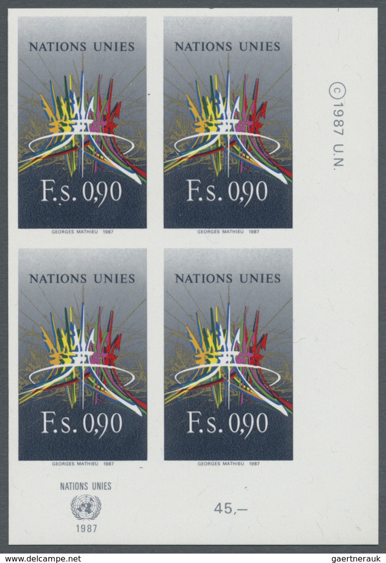 ** Vereinte Nationen - Genf: 1987. Ungezähnter ER-4er-Block Für Den 90c-Wert Der Freimarken-Ausgabe. UN - Unused Stamps