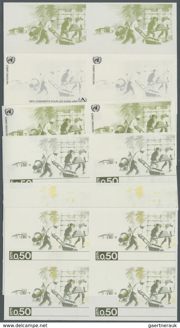 ** Vereinte Nationen - Genf: 1987. Progressive Proof (6 Phases) In Blocks Of 4 For The 50c Value Of The - Unused Stamps