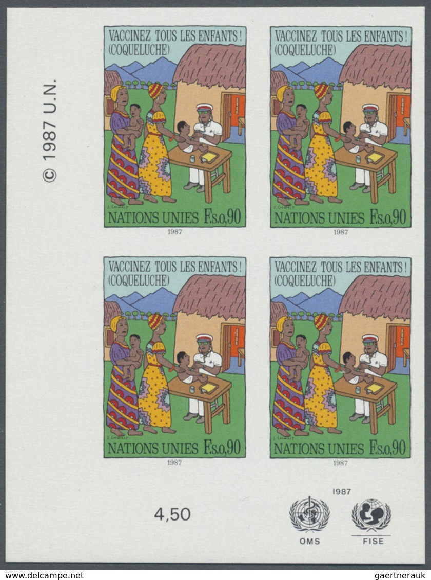 ** Vereinte Nationen - Genf: 1987. Ungezähnter ER-4er-Block Für Den 90c-Wert Der Ausgabe "Kinderschutzi - Unused Stamps