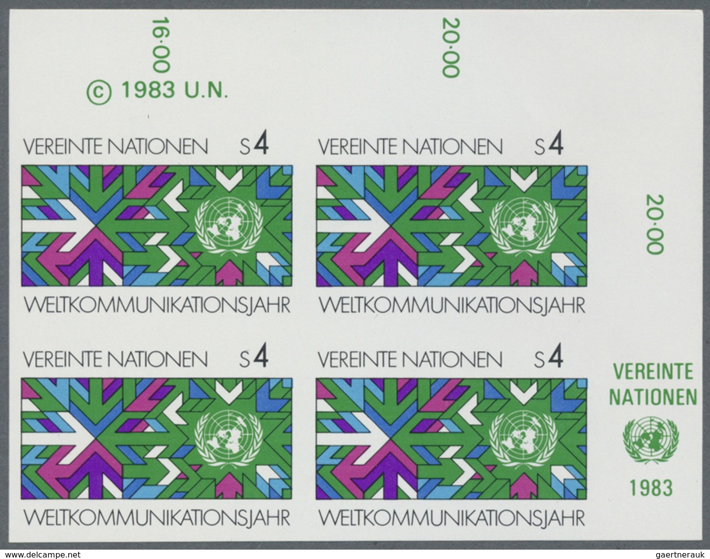 ** Vereinte Nationen - Wien: 1983. Ungezähnter ER-4er-Block Für Die Ausgabe "Weltkommunikationsjahr". M - Ungebraucht