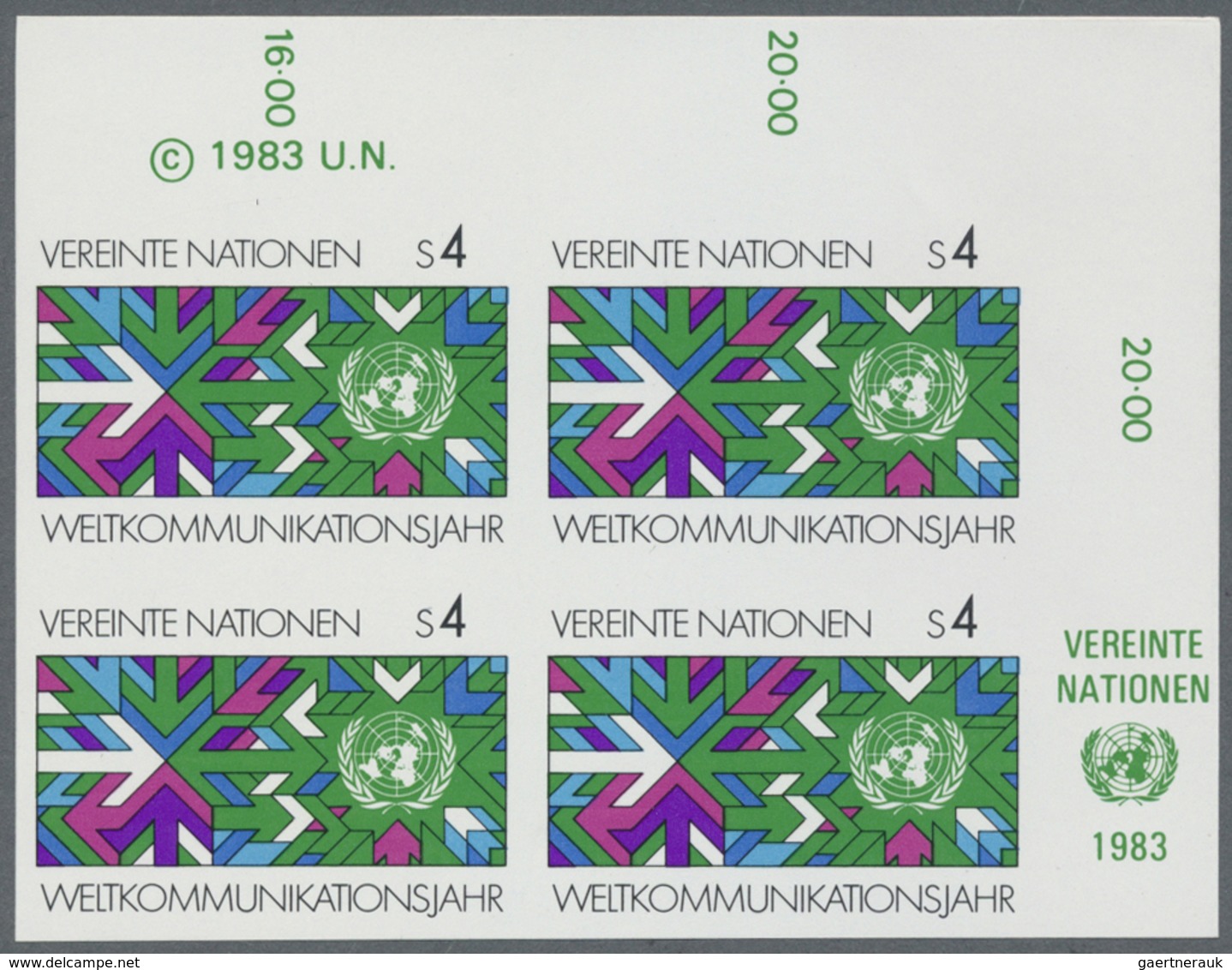 ** Vereinte Nationen - Wien: 1983. Ungezähnter ER-4er-Block Für Die Ausgabe "Weltkommunikationsjahr". M - Neufs