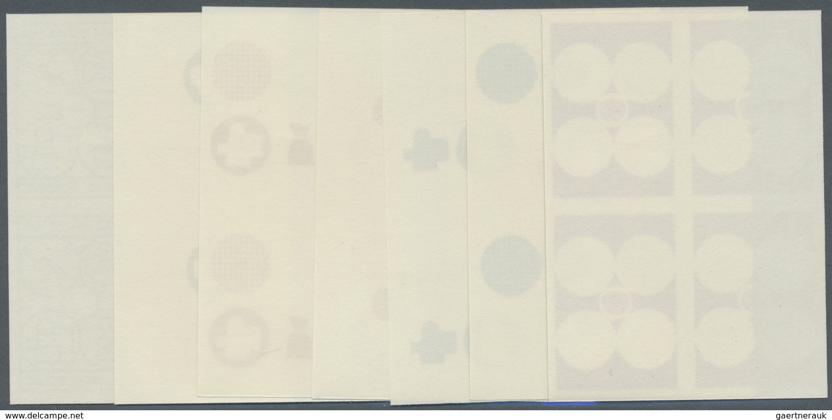 ** Vereinte Nationen - Wien: 1983. Progressive Proof (7 Phases) In Blocks Of 4 For The 8.50s Value Of T - Ongebruikt