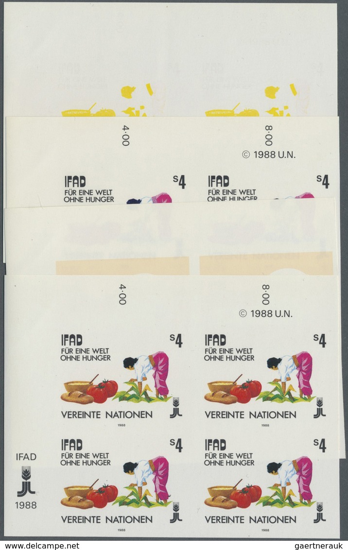 ** Vereinte Nationen - Wien: 1988. Progressive Proof (8 Phases) In Corner Blocks Of 4 For The 4s Value - Ongebruikt