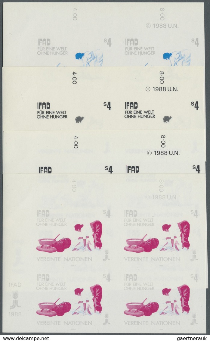 ** Vereinte Nationen - Wien: 1988. Progressive Proof (8 Phases) In Corner Blocks Of 4 For The 4s Value - Ongebruikt