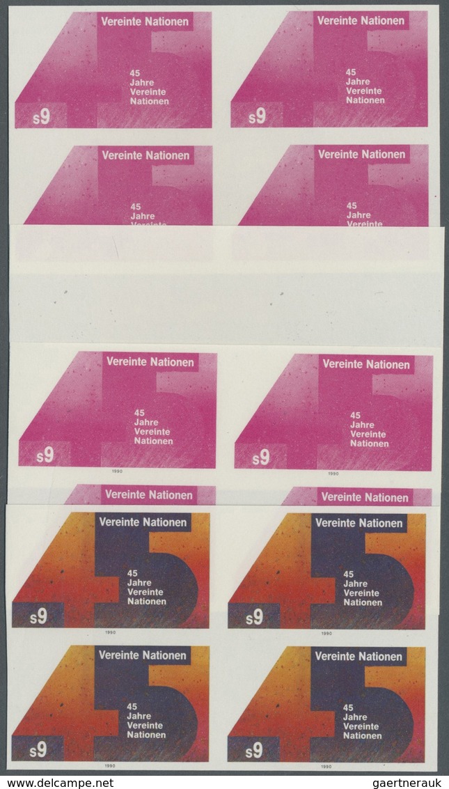 ** Vereinte Nationen - Wien: 1984. Progressive Proof (8 Phases) In Blocks Of 4 For The 9s Value Of The - Ongebruikt