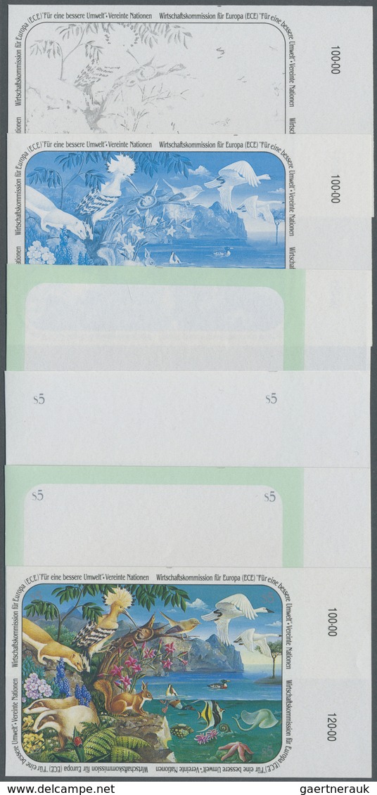 ** Vereinte Nationen - Wien: 1991. Progressive Proof (13 Phases) In Se-tenant Blocks Of 4 For The Compl - Neufs