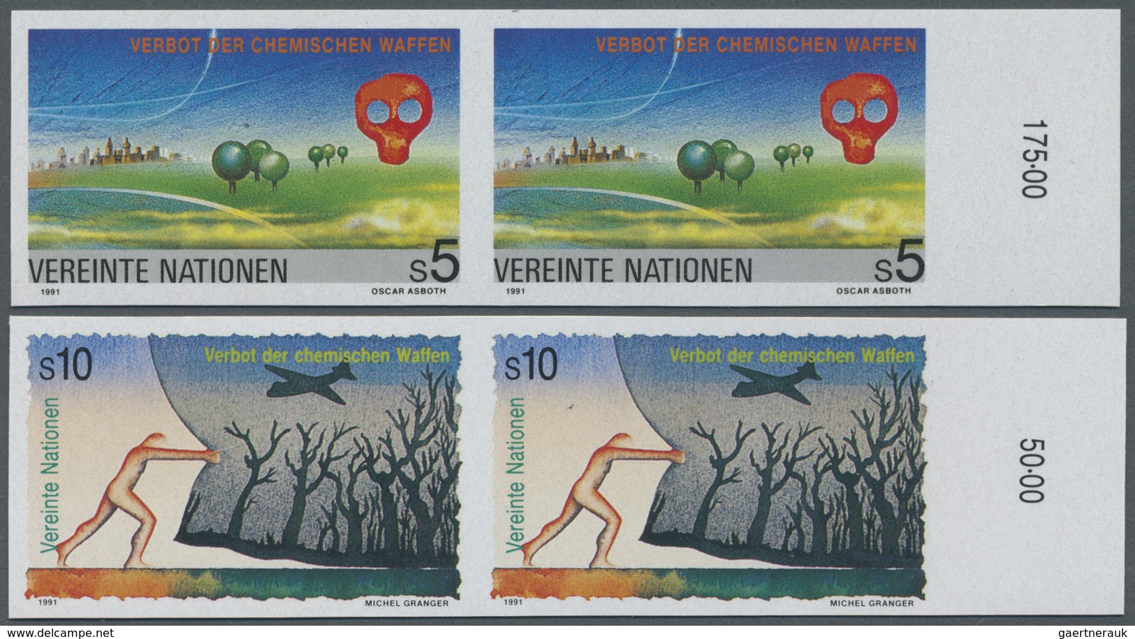 ** Vereinte Nationen - Wien: 1991. Complete Imperforate Set "Banning Of Chemical Weapons" In Horizontal - Ongebruikt