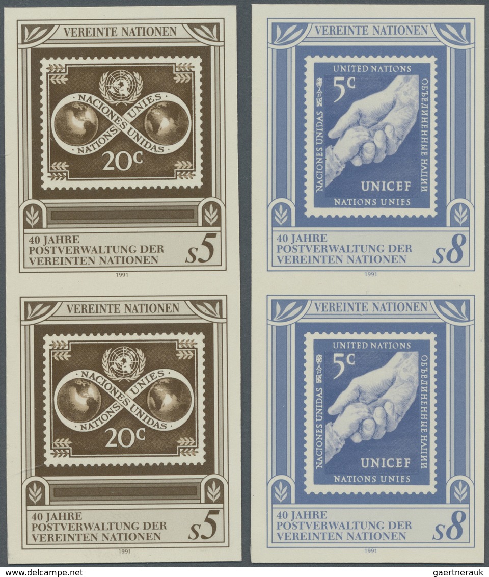 ** Vereinte Nationen - Wien: 1991. Complete Imperforate Set "UNPA, 40th Anniversary" In Vertical Pairs - Neufs