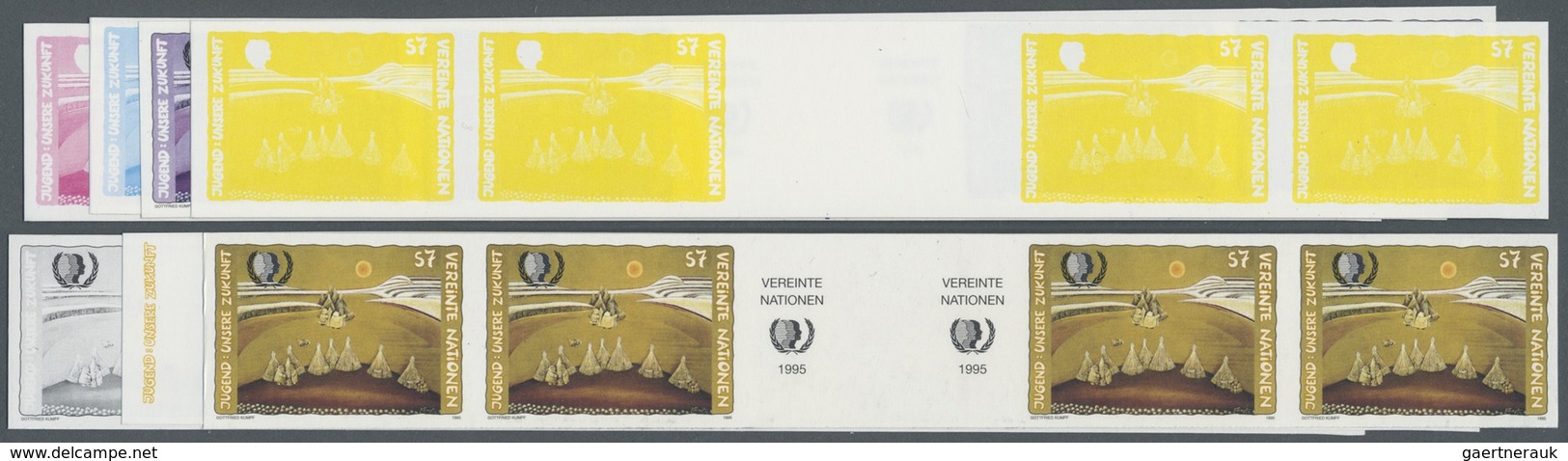 ** Vereinte Nationen - Wien: 1995. Progressive Proof (7 Phases) In Horizontal Gutter Pairs Of 2 Pairs F - Neufs