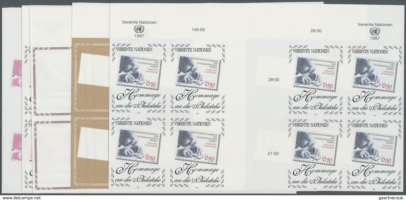 ** Vereinte Nationen - Wien: 1997. Progressive Proof (10 Phases) In Horizontal Gutter Pairs Of 2 Blocks - Ongebruikt