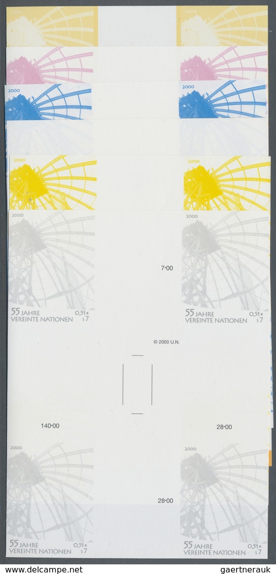** Vereinte Nationen - Wien: 2000. Probedruck In 10 Druckphasen Plus Ungezähnte In 4er-Herzstücken Für - Neufs