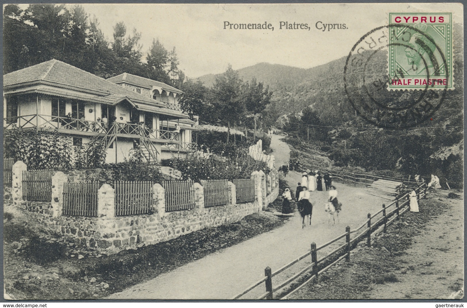 Br Zypern: 1915. Picture Post Card Of 'Platres Promenade, Cyprus' Addressed To Harrar, Ethiopia Bearing - Autres & Non Classés