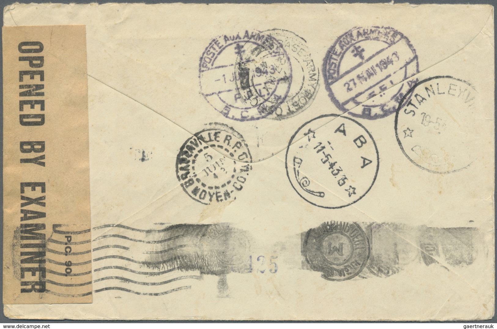 Br Zypern: 1943. Air Mail Envelope Addressed To The French Middle Congo Bearing SG 155b, 2p Carmine And - Other & Unclassified