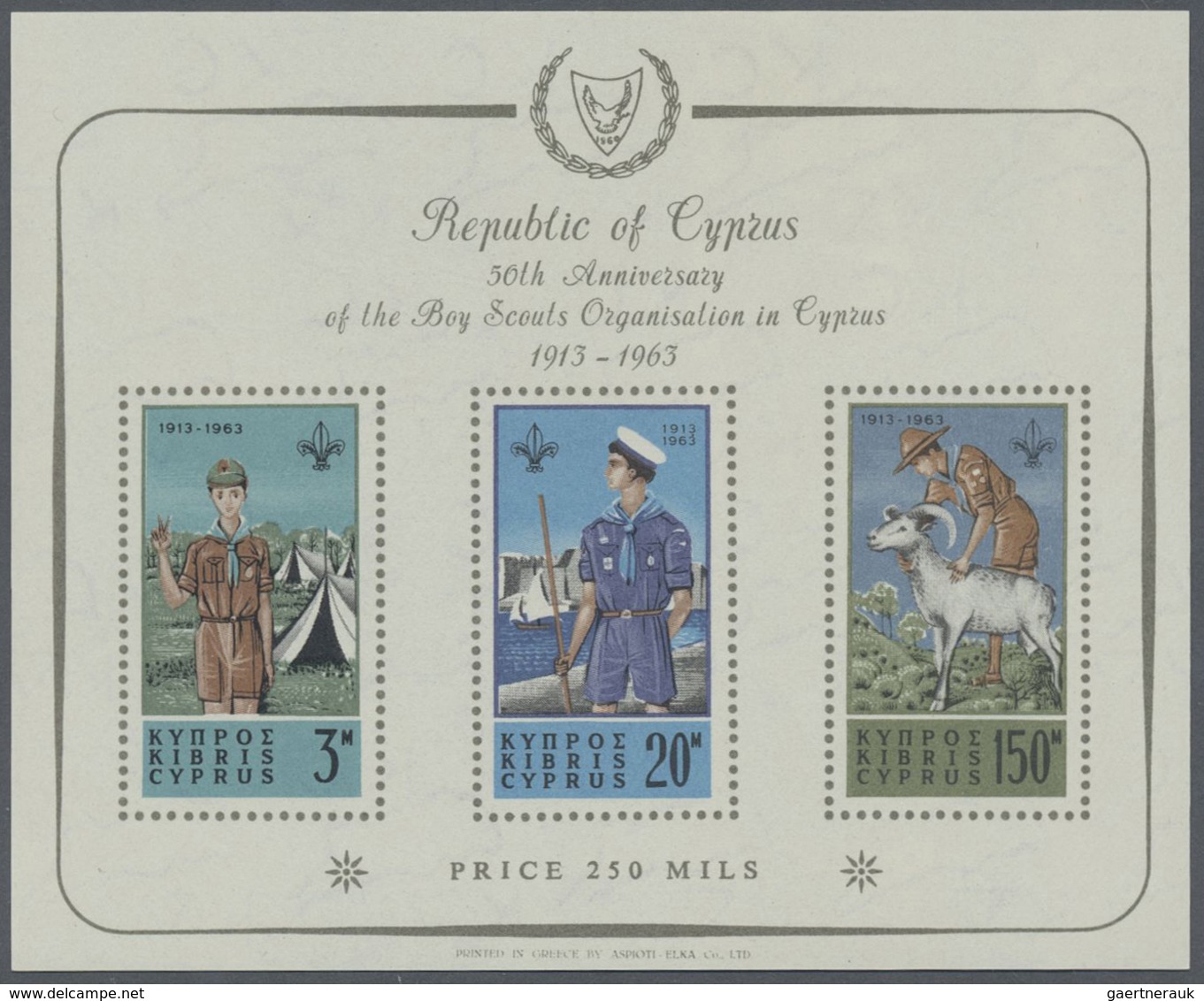 ** Zypern: 1963, Two Scouts Miniature Sheets With Upright Or Inverted Wmk., Mint Never Hinged, SG. £ 22 - Andere & Zonder Classificatie