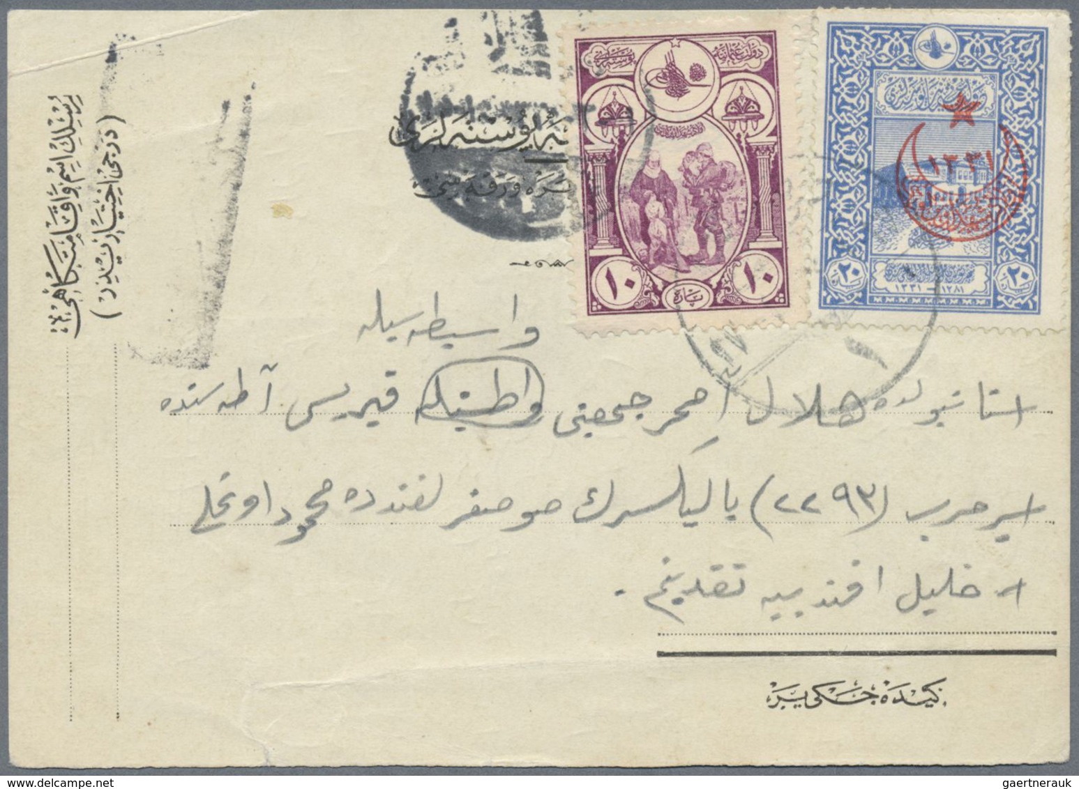 Br Zypern - Besonderheiten: 1916, Turkish Postcard Franked With 10 And 20 Pa. Sent To A Turkish P.O:W. - Andere & Zonder Classificatie