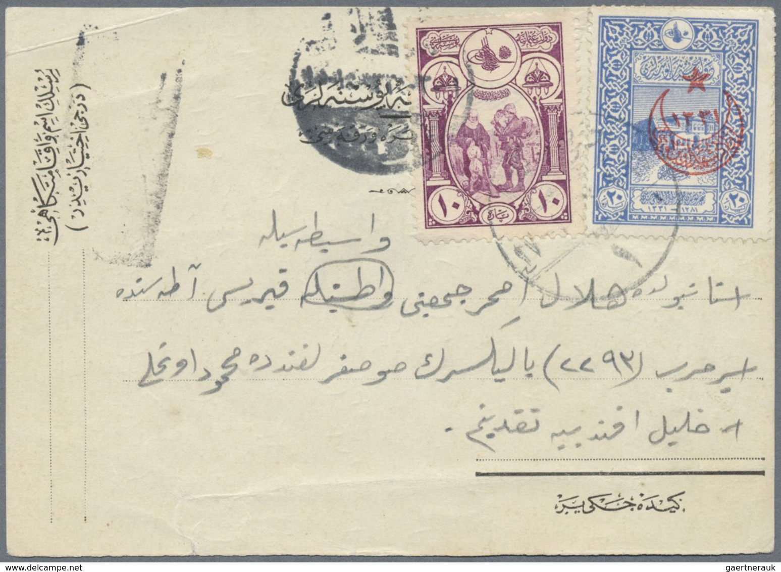 Br Zypern - Besonderheiten: 1916, Turkish Postcard Franked With 10 And 20 Pa. Sent To A Turkish P.O:W. - Autres & Non Classés