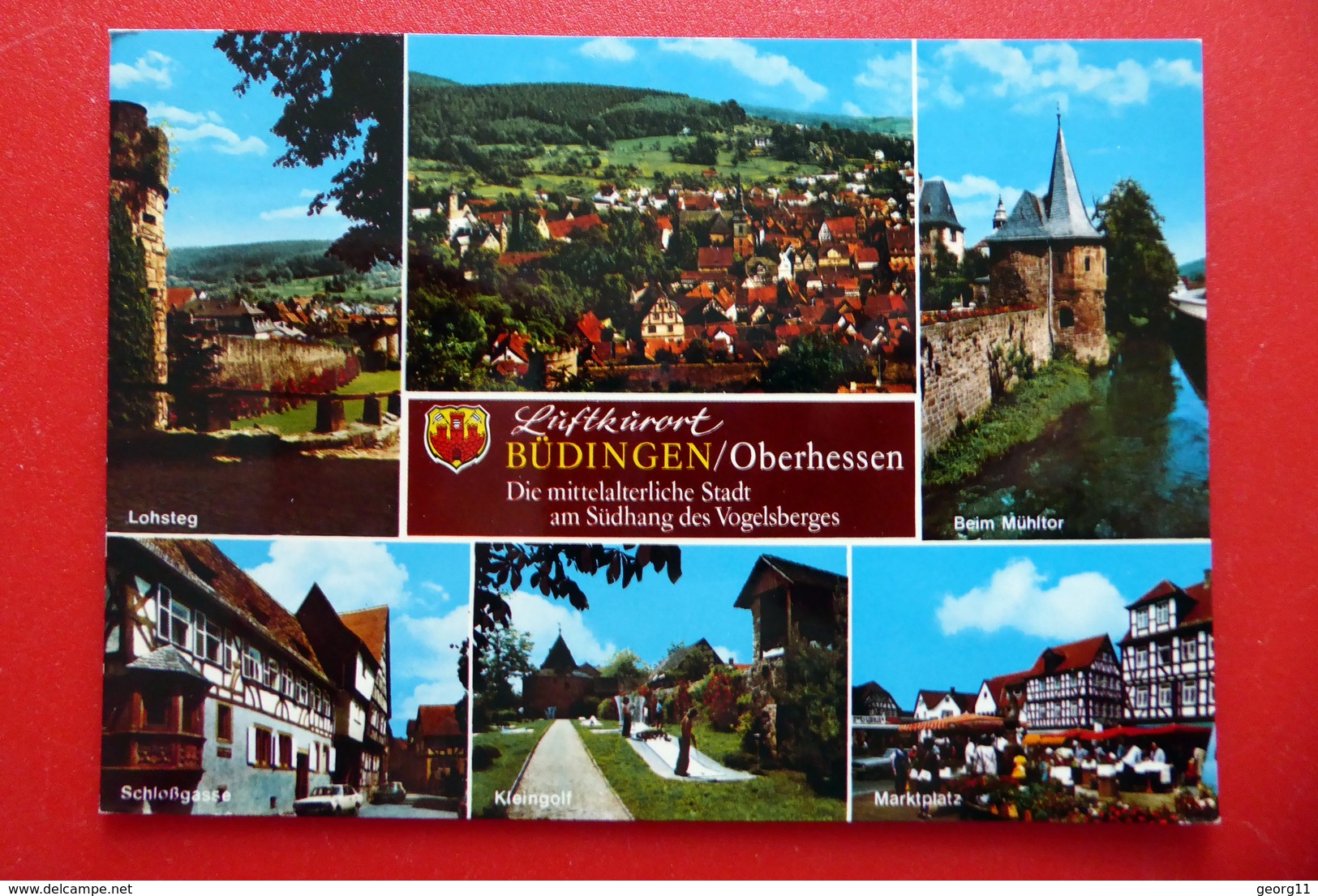 Büdingen - Mittelalterliche Stadt - Wappen - Rhein Main Gebiet - AK 1995 Gelaufen - Wetterau Vogelsberg Hessen - Wetterau - Kreis