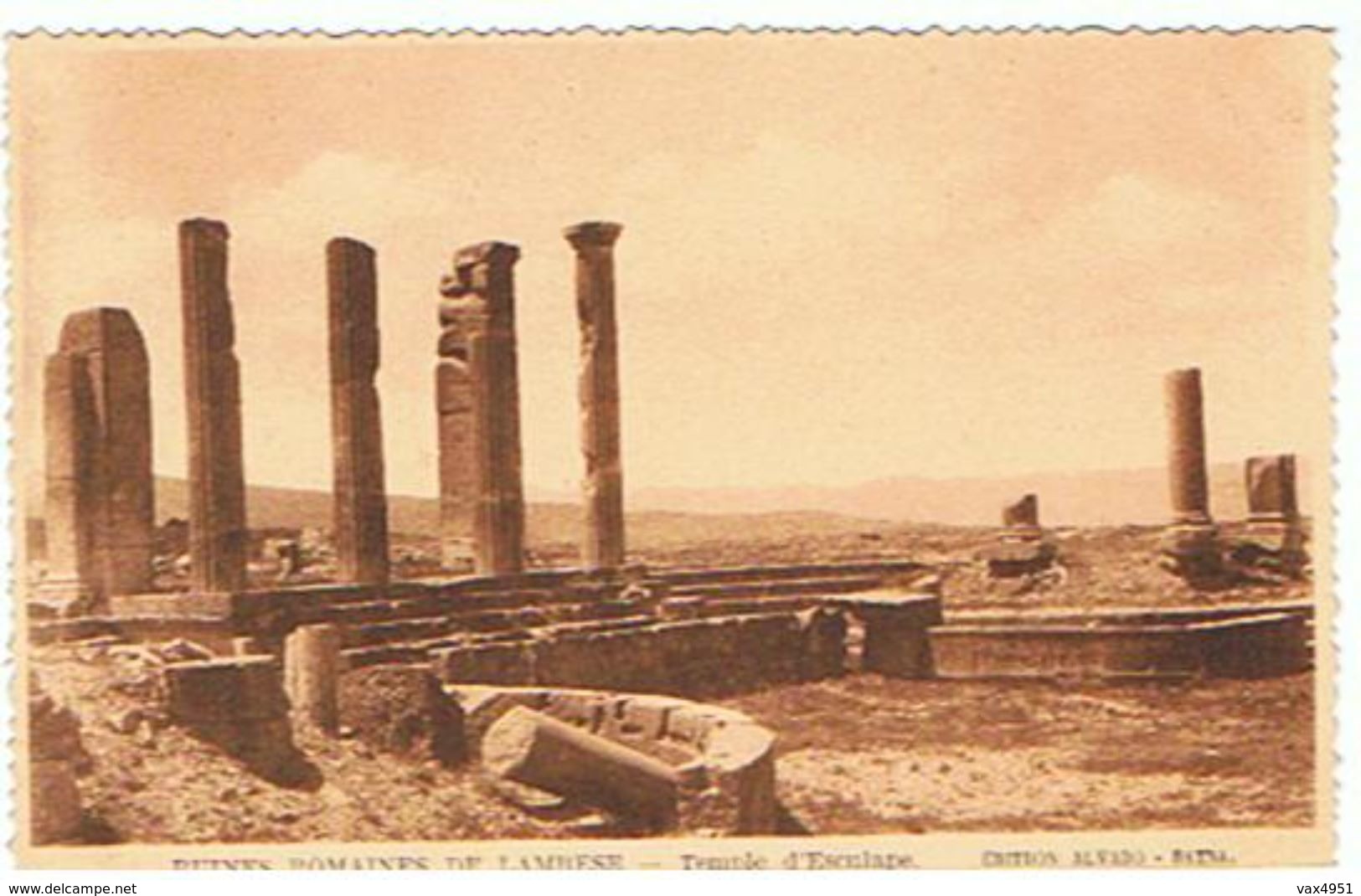 ALGERIE   RUINES ROMAINES DE LAMBESE  TEMPLE D ESCULAPE     ***** RARE    A   SAISIR     ***** - Autres & Non Classés