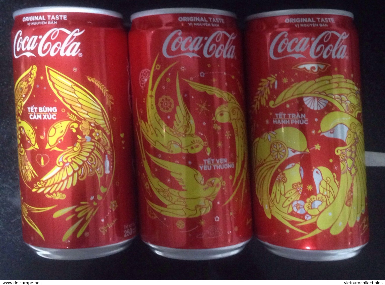 A Full Set Of 03 Different Vietnam Viet Nam Coca Cola 250ml Cans NEW YEAR 2018 / Opened By 2 Holes For Each Can - Cannettes