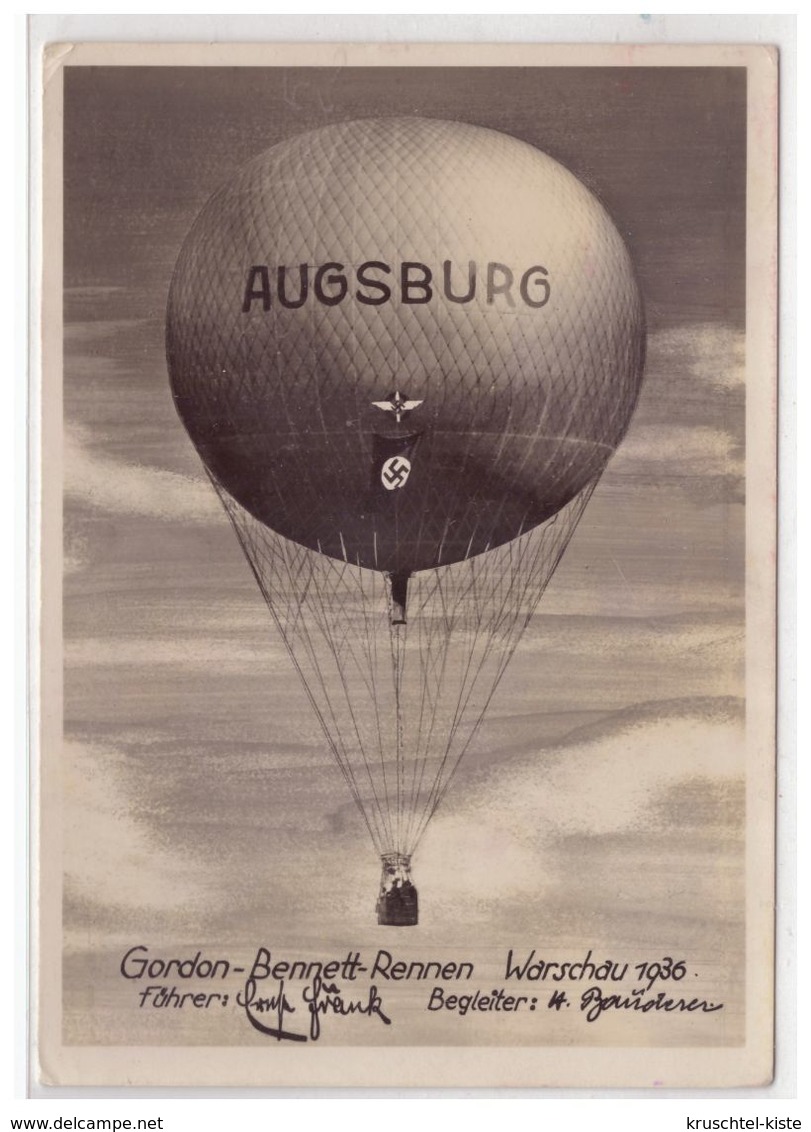 Dt- Reich (005440) Propagandakarte Gorden Bennett- Rennen Warschau 1936, Freiballon Abteilung Augsburg, Gelaufen - Briefe U. Dokumente