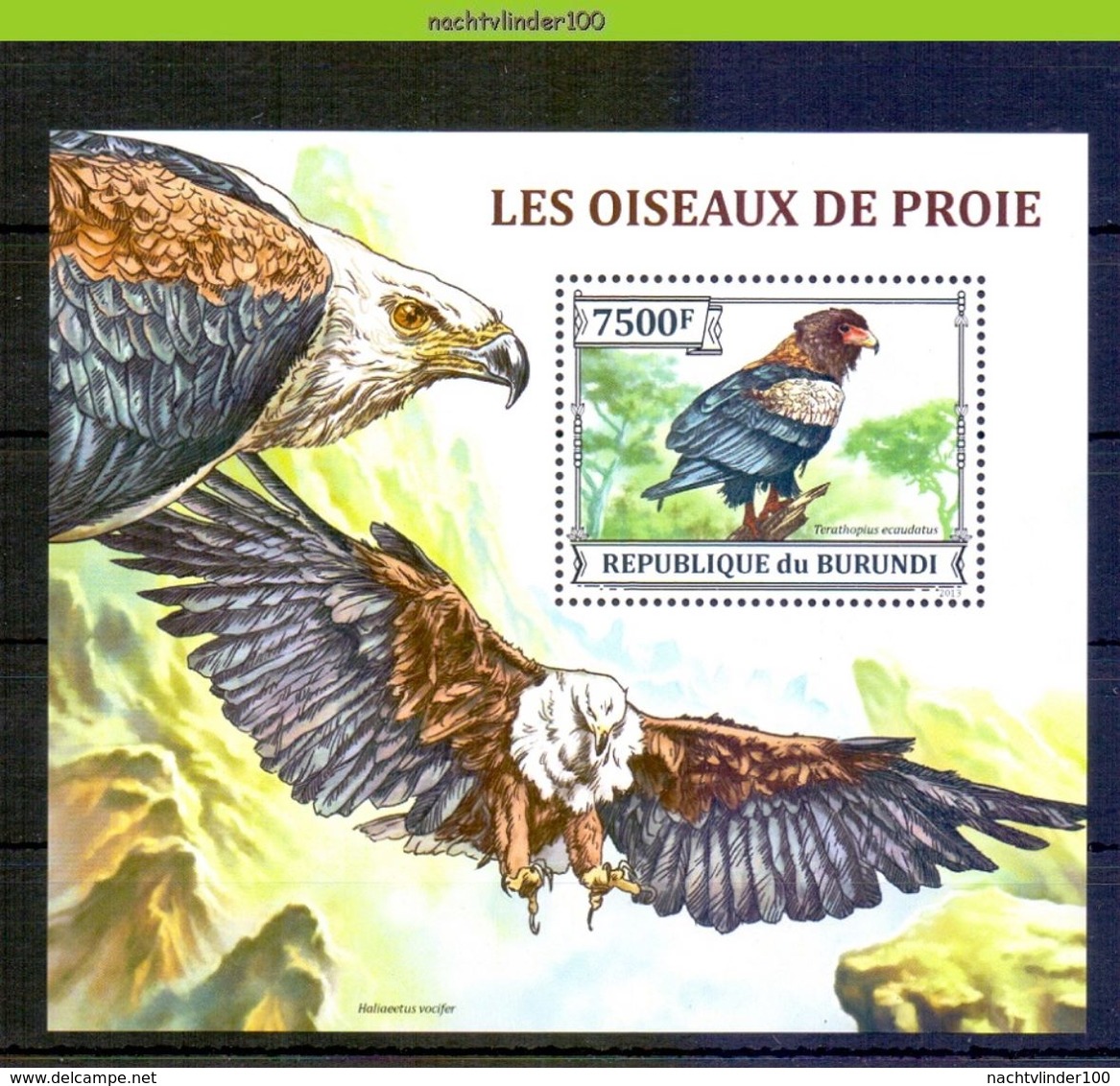 Nep033 FAUNA ROOFVOGELS BIRDS OF PREY BATELEUR GREIFVÖGEL RAUBVÖGEL AVES OISEAUX BURUNDI 2013 PF/MNH - Arends & Roofvogels