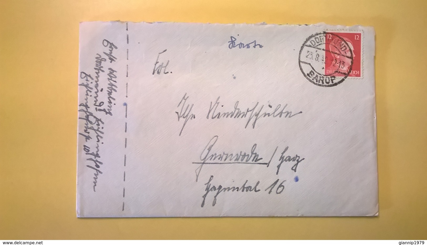 BUSTA E LETTERA GERMANIA 1942 III REICH VIAGGIATA DORTMUND AFFRANCATURA ADOLF HITLER - Briefe U. Dokumente