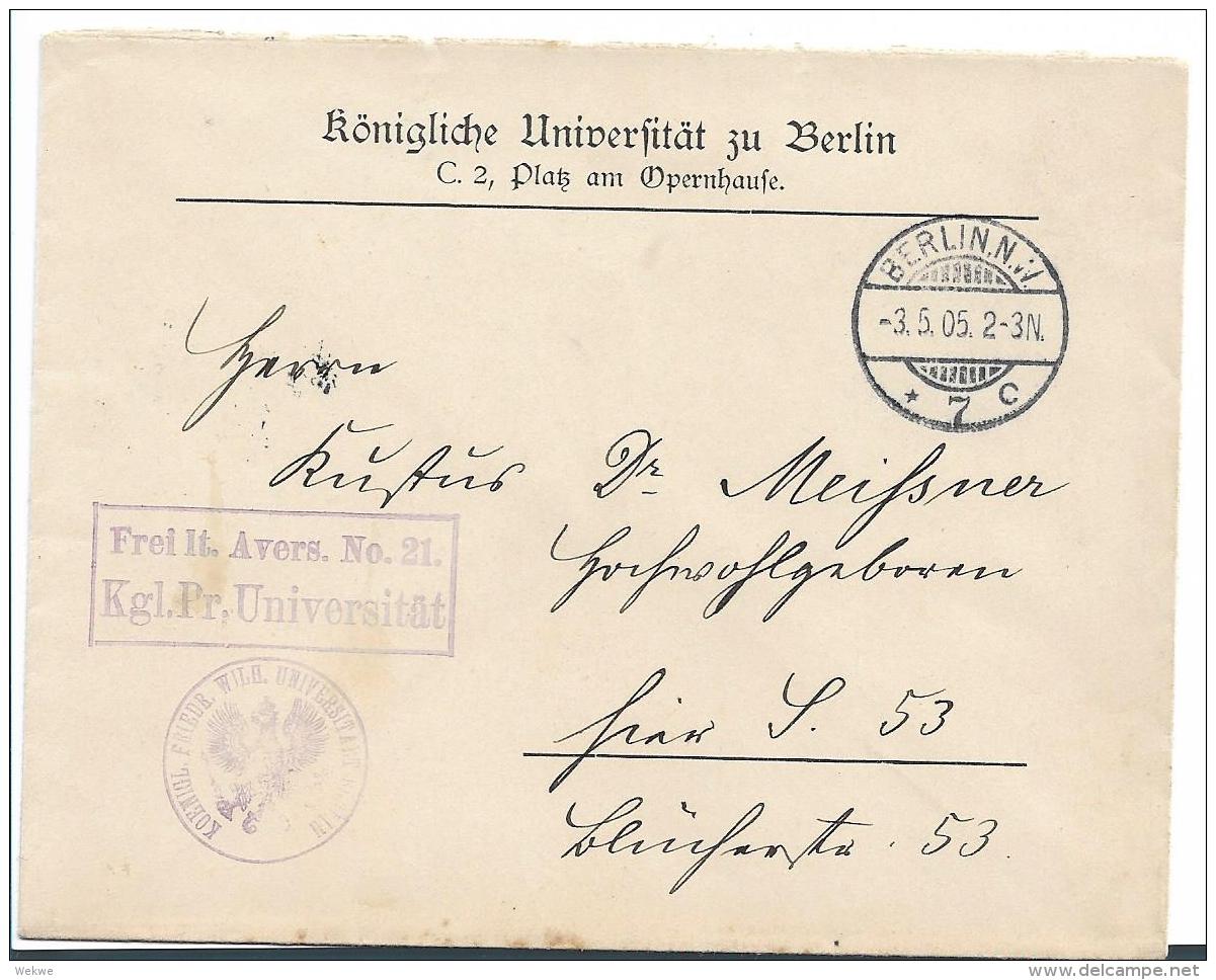 Ger459 / Dienstbrief Uni Berlin 1905 - Lettres & Documents