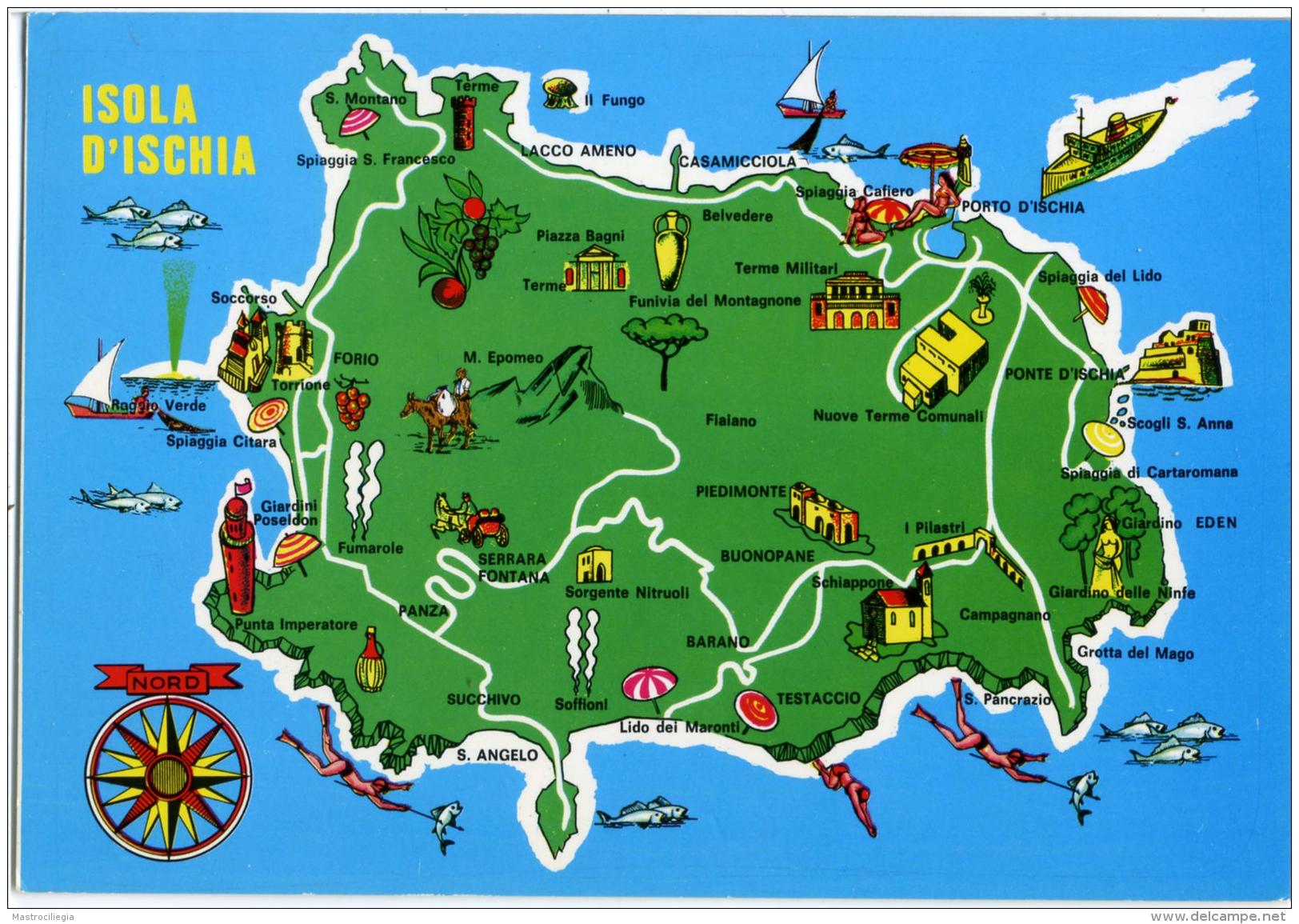 ISCHIA  NAPOLI  Cartina Dell'Isola D'Ischia - Carte Geografiche